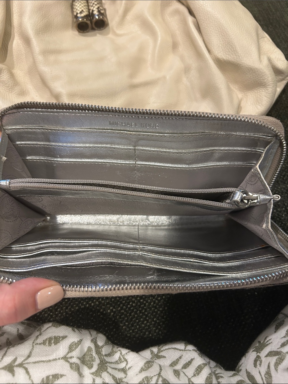 Michael Kors Neutral Snakeskin-Print Zip Wallet - Picture 3 of 7